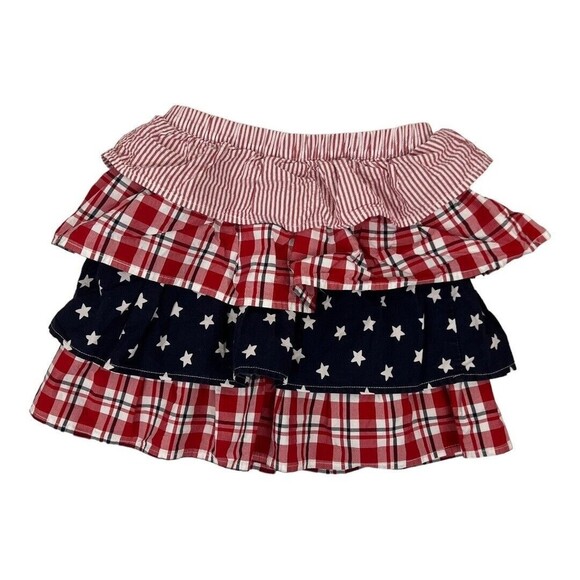 Gymboree Girls Size 7 Tiered Stars Stripes Seersucker Patriotic Skirt - Picture 2 of 3